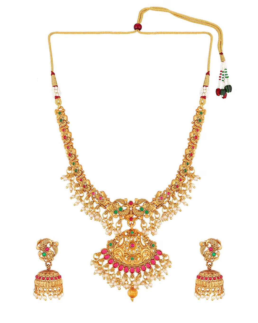 Artificial Brass Gold Plated Premium Jewellery Set With Matching